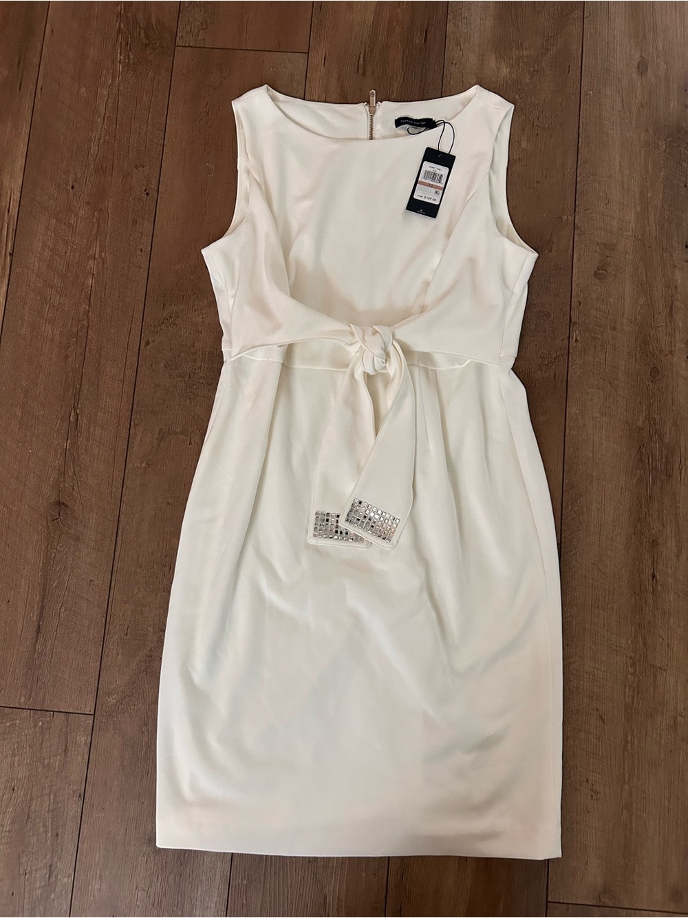 NWT! Tommy Hilfiger Sleeveless White Tie-Waist Sheath Dress